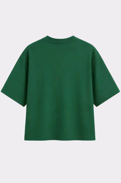 Green Plain Drop Shoulder T-Shirt
