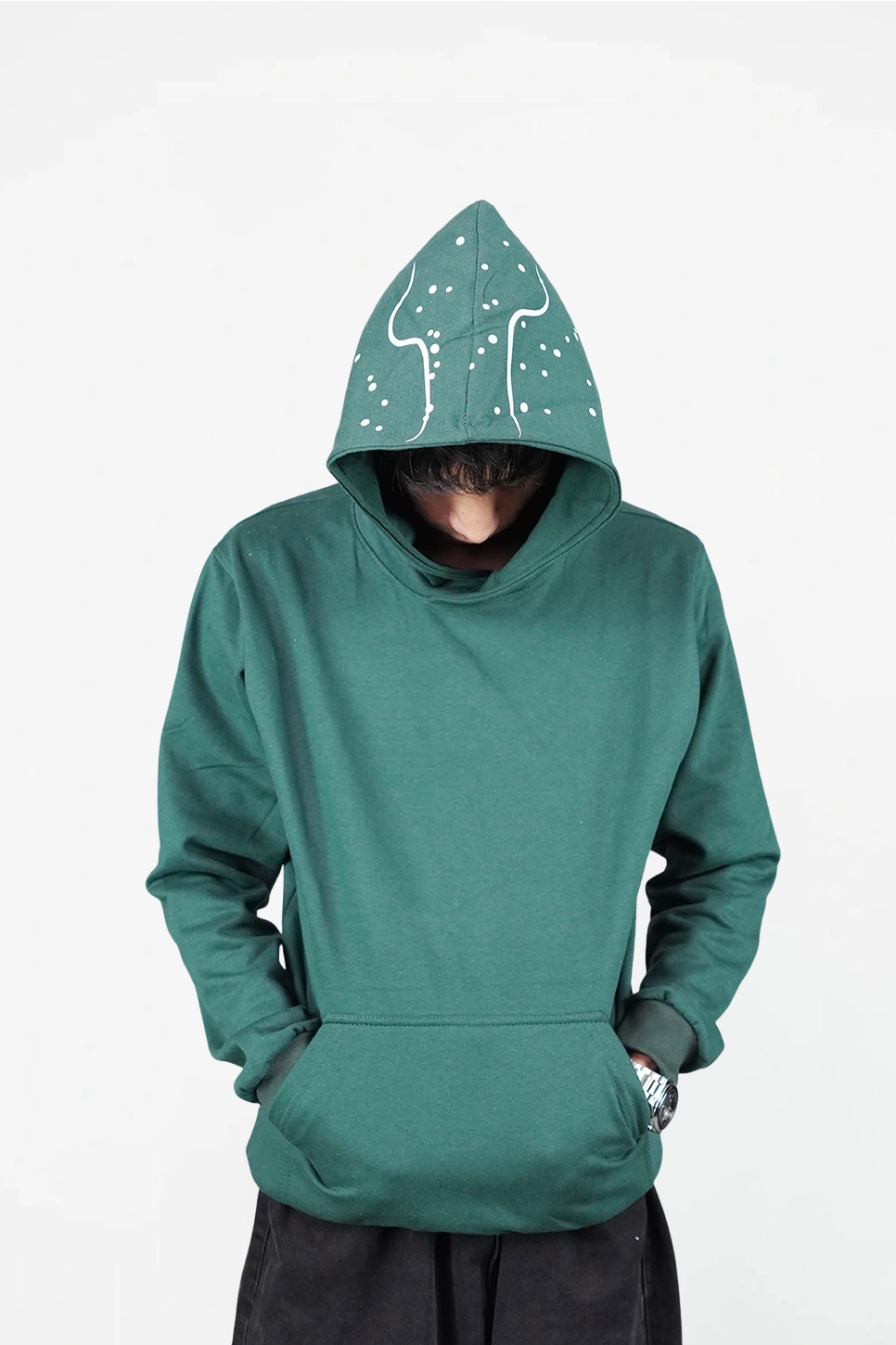 Green graphic Print hoodie 