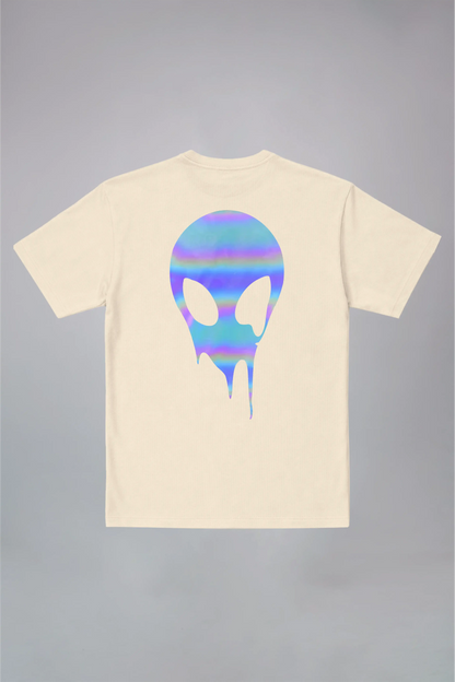 Holographic Alien Black Oversized T-Shirt