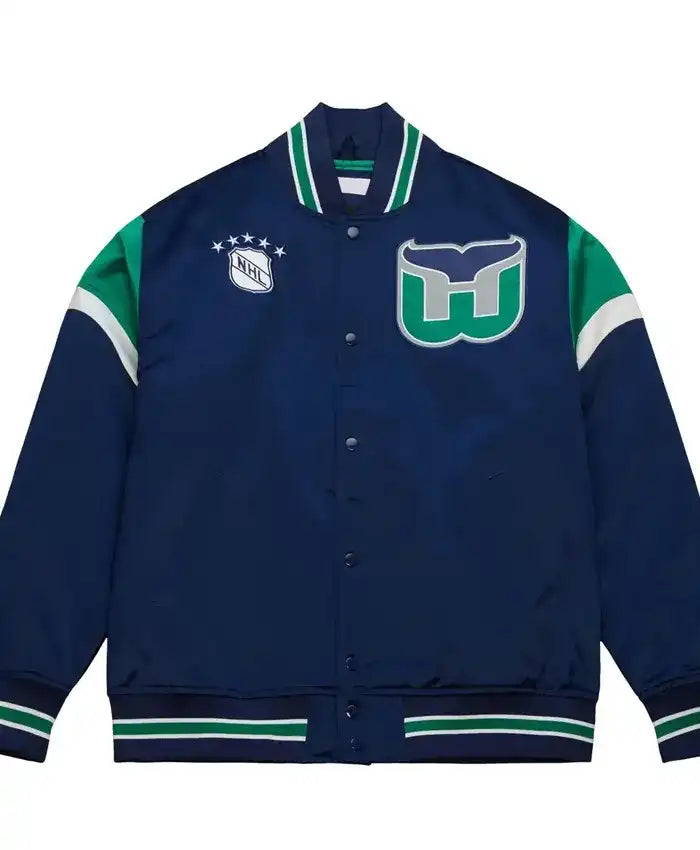 Hartford Whalers Heavyweight Blue Varsity Jacket