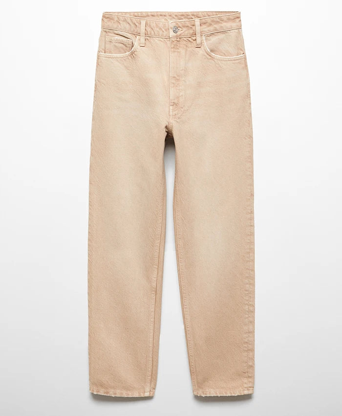 High Rise Denim Jeans - Sand