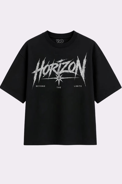 Horizon Beyond Limits Black Oversized T-Shirt