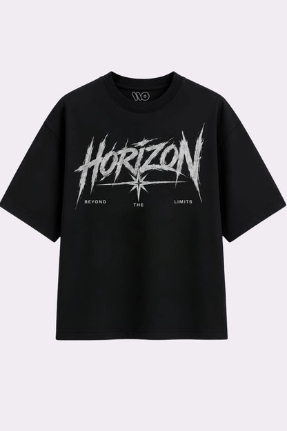 Horizon Beyond Limits Black Oversized T-Shirt