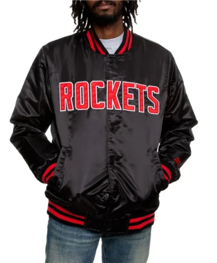 Houston Rockets Black Letterman Jacket