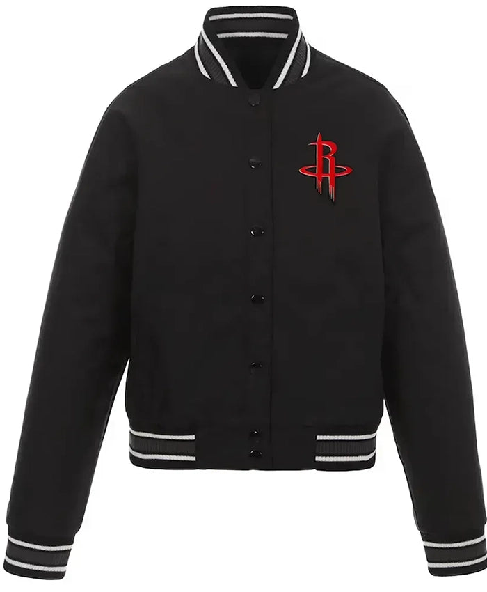 Houston Rockets Black Poly-Twill Varsity Jacket