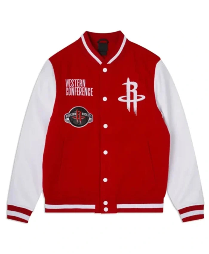 Houston Rockets Red And White Varsity Jacket