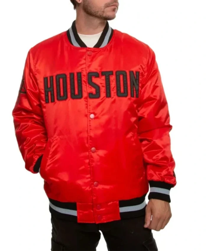 Houston Rockets Red Letterman Jacket