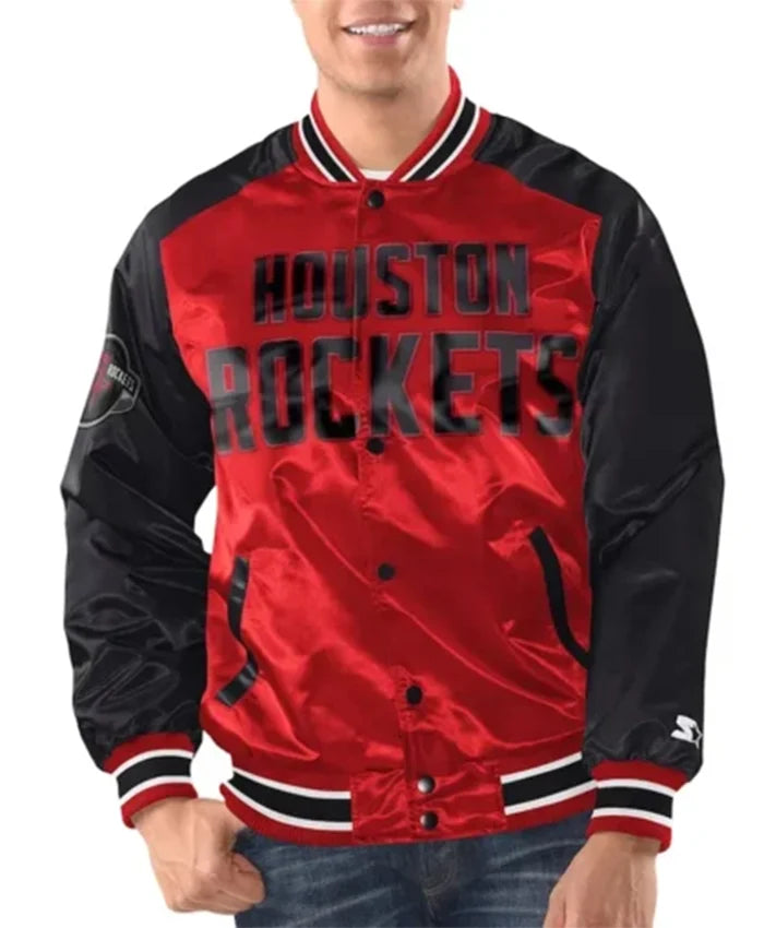 Houston Rockets Renegade Red And Black Varsity Jacket