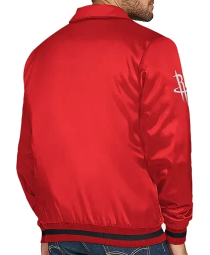 Houston Rockets Stitch Applique Red Varsity Jacket