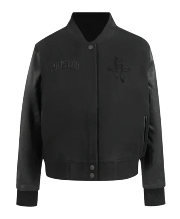Houston Rockets Triple Black Varsity Jacket