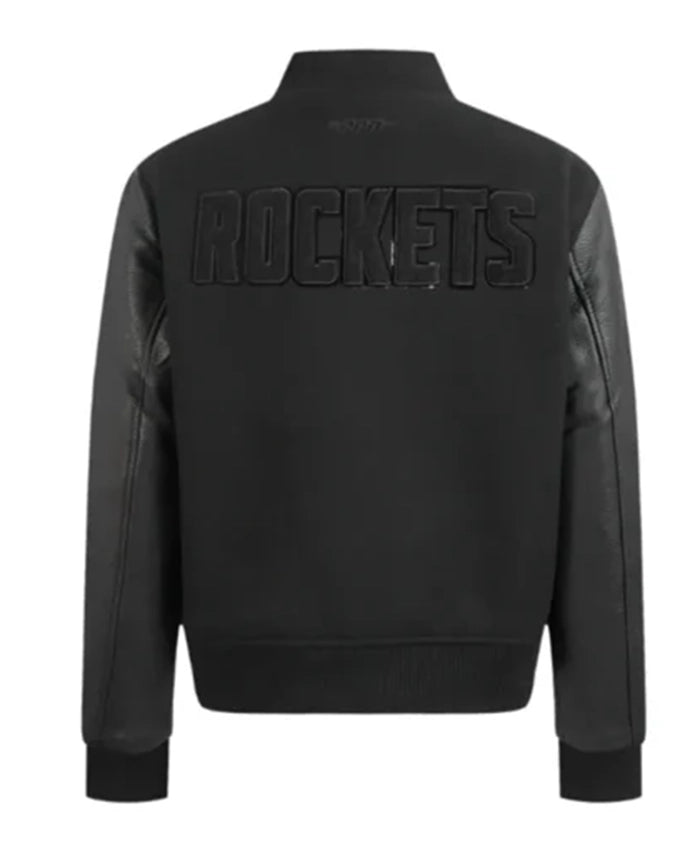 Houston Rockets Triple Black Varsity Jacket