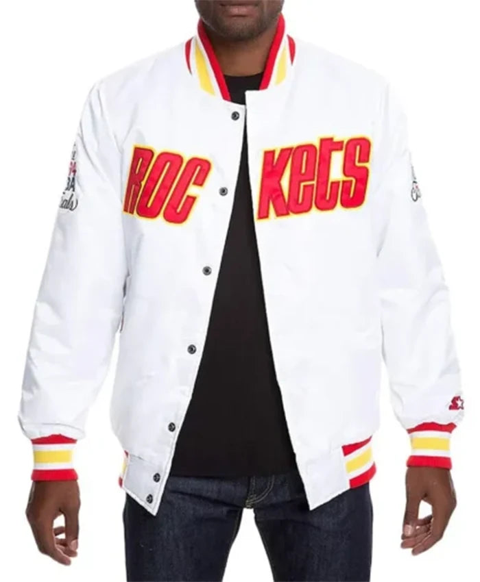 Houston Rockets White Varsity Jacket