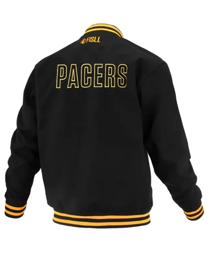 Indiana Pacers Logoman Shadow Black Varsity Jacket