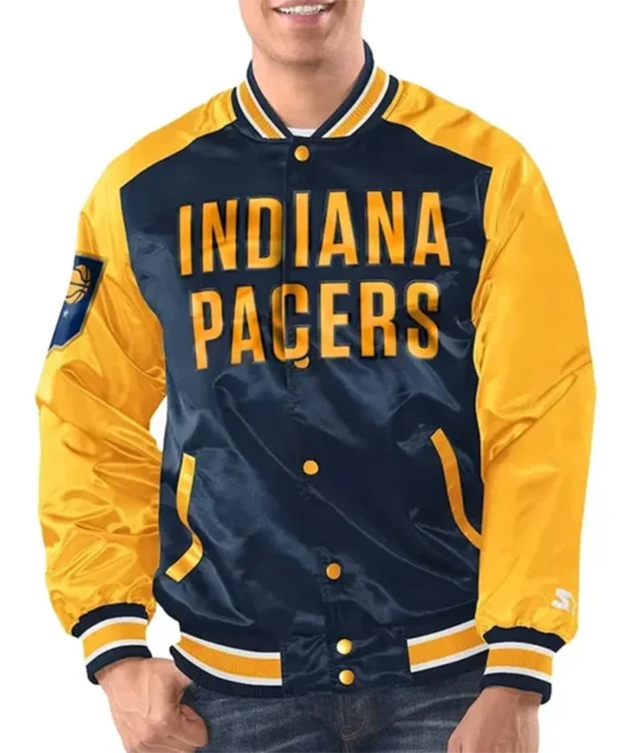 Indiana Pacers Renegade Blue And Yellow Varsity Jacket