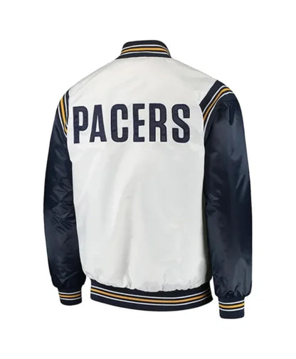 Indiana Pacers Renegade White And Navy Varsity Jacket