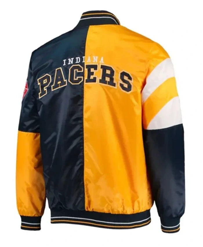 Indiana Pacers Starter Yellow And Blue Varsity Jacket
