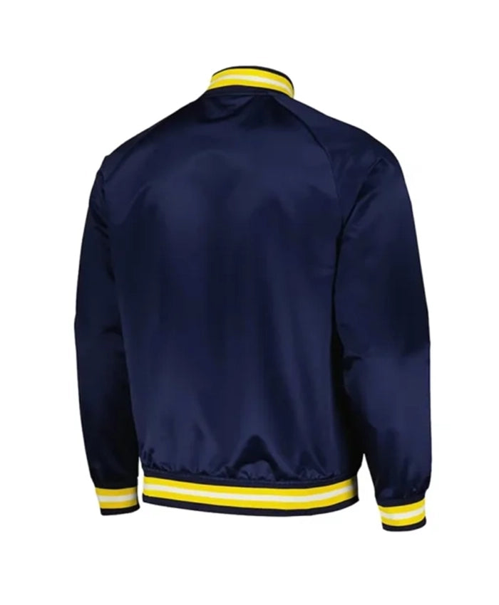 Indiana Pacers Throwback Wordmark Navy Blue Varsity Jacket