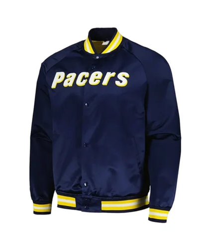 Indiana Pacers Throwback Wordmark Navy Blue Varsity Jacket