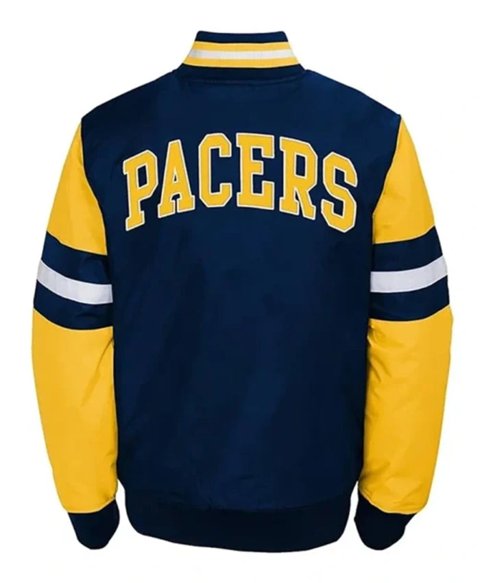 Indiana Pacers Youth Legendary Yellow And Navy Blue Varsity Jacket