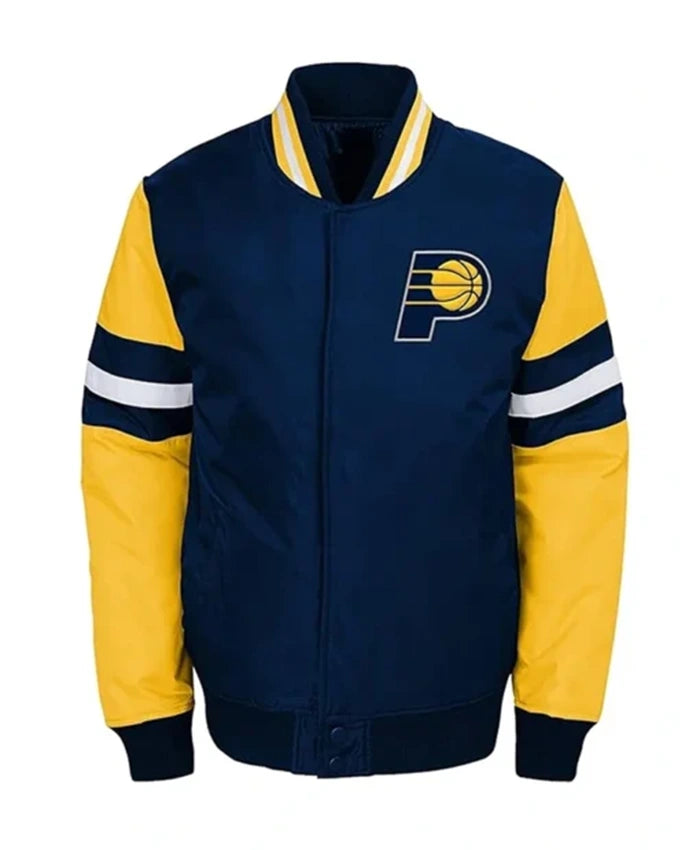 Indiana Pacers Youth Legendary Yellow And Navy Blue Varsity Jacket