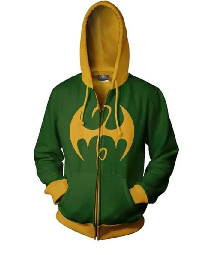 Iron Fist Logo Zip Up Green Hoodie Jacket