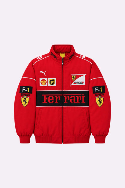 Red Ferrari Embroidered Patchwork Jacket