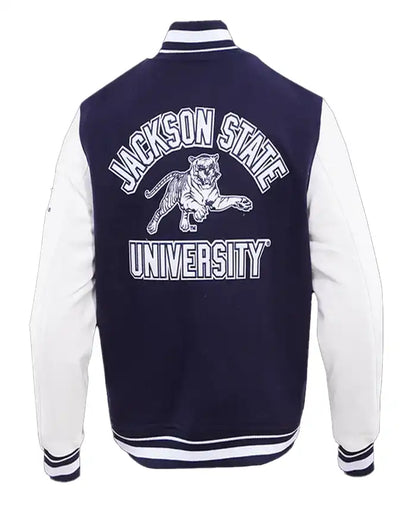 Jackson State University Navy and White Wool Varsity Jacket