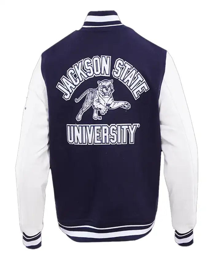 Jackson State University Navy and White Wool Varsity Jacket