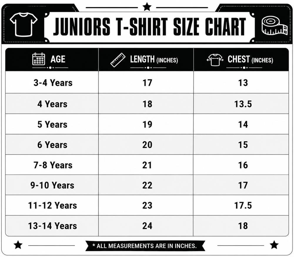 Junior_T-Shirt size chart