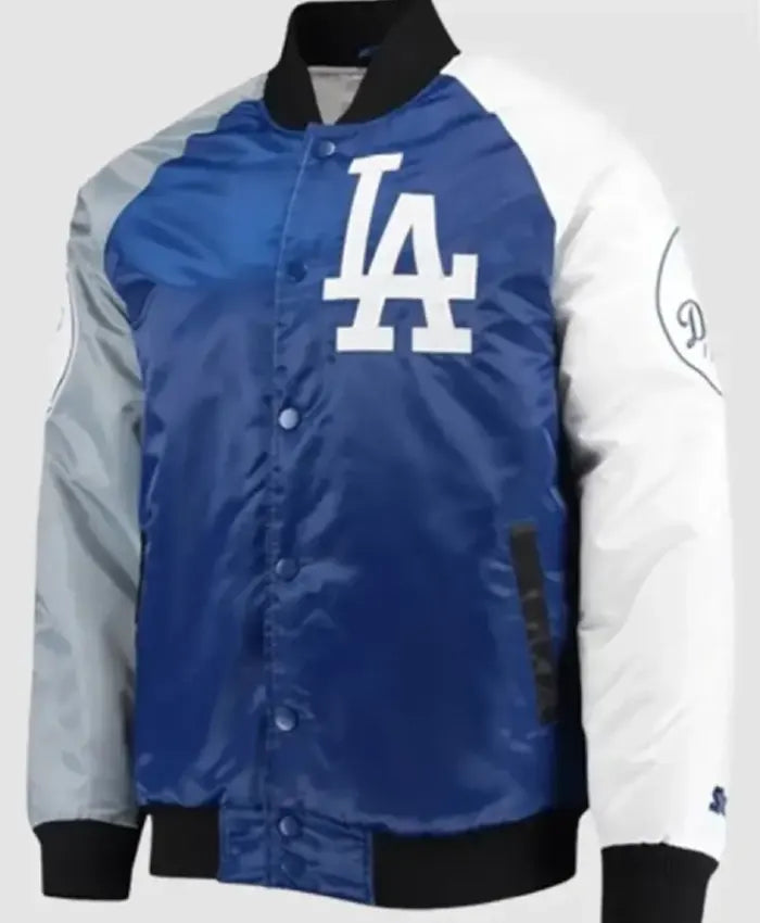 LA Dodgers Tri-Color Satin Varsity Jacket