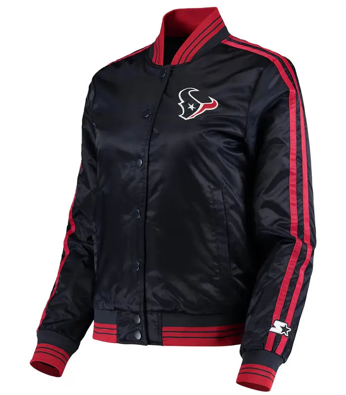 Lainey Houston Texans Satin Varsity Jacket