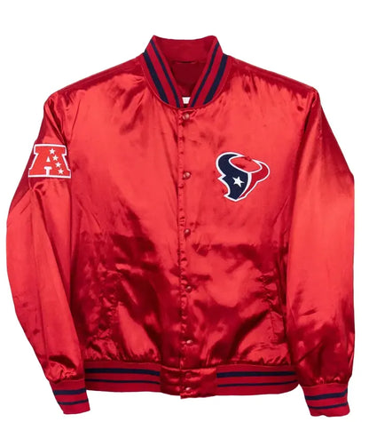 Lanni Houston Texans Red Satin Varsity Jacket
