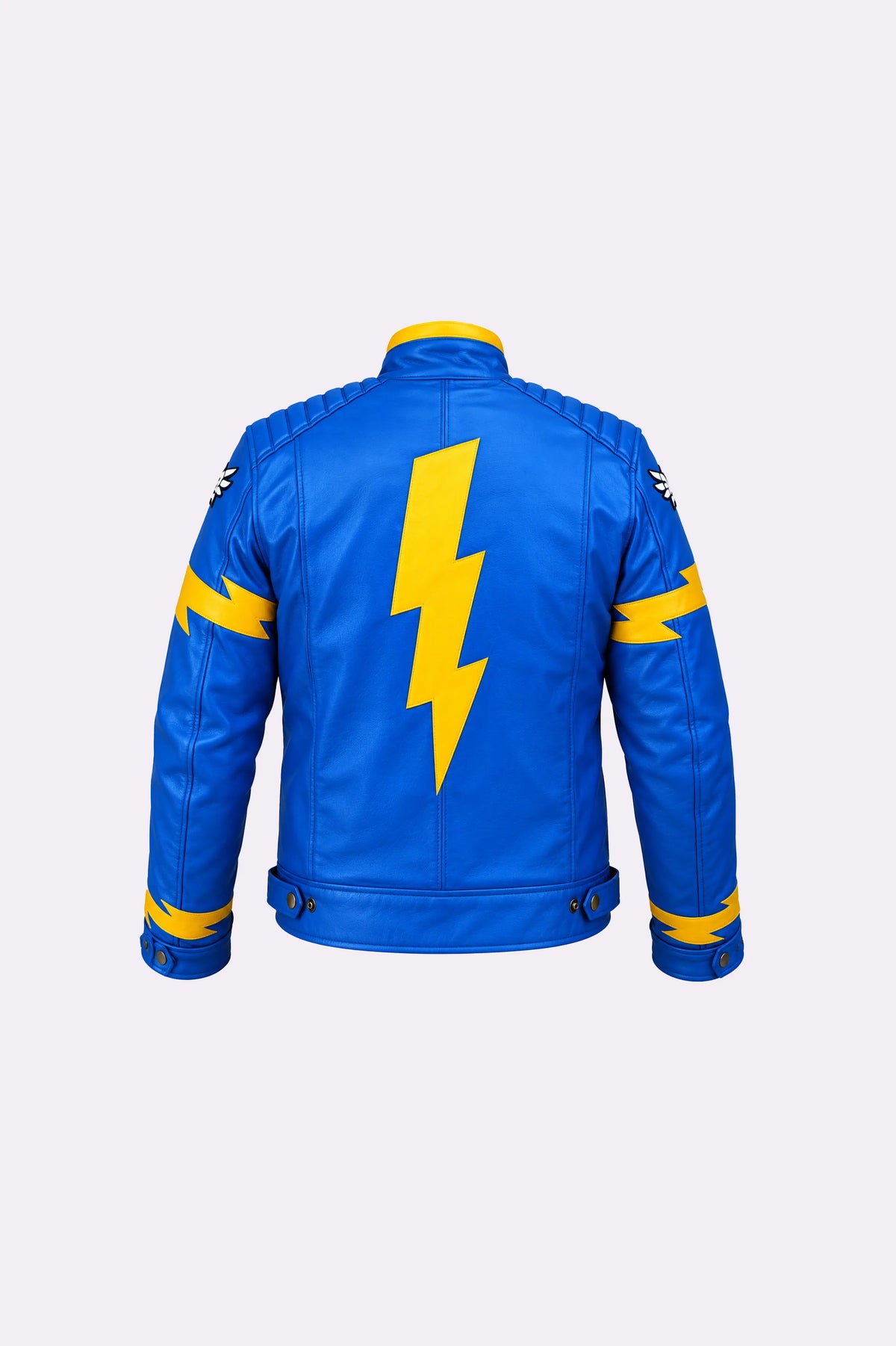 Blue Leather Motorcycle Jacket - Large