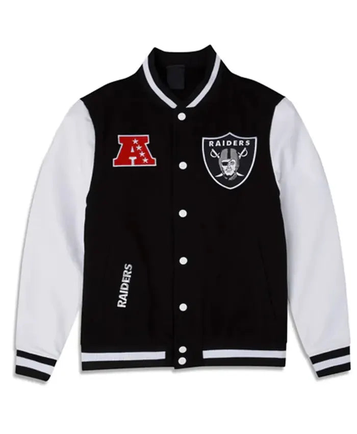 Las Vegas Raiders 3rd Down Black And White Varsity Jacket