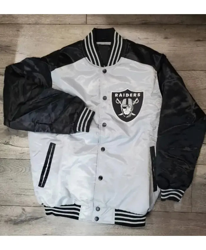 Las Vegas Raiders Black And White Varsity Jacket