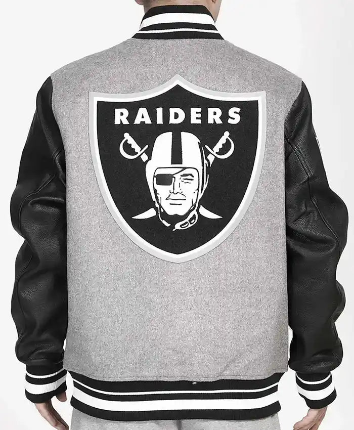 Las Vegas Raiders Grey And Black Varsity Jacket