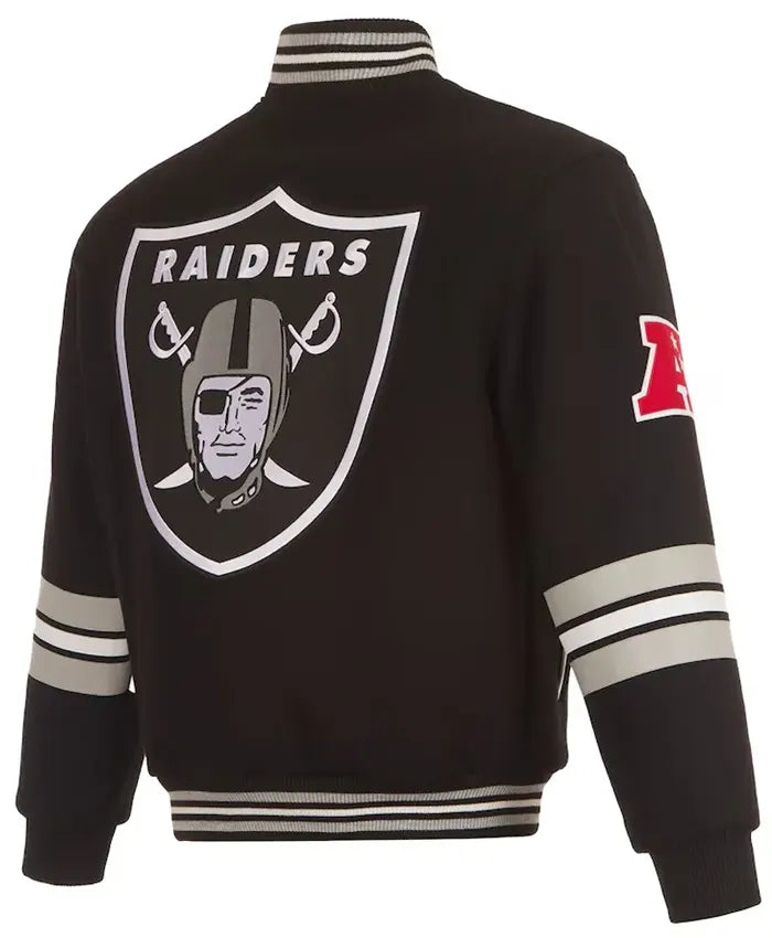 Las Vegas Raiders Striped Wool Varsity Jacket