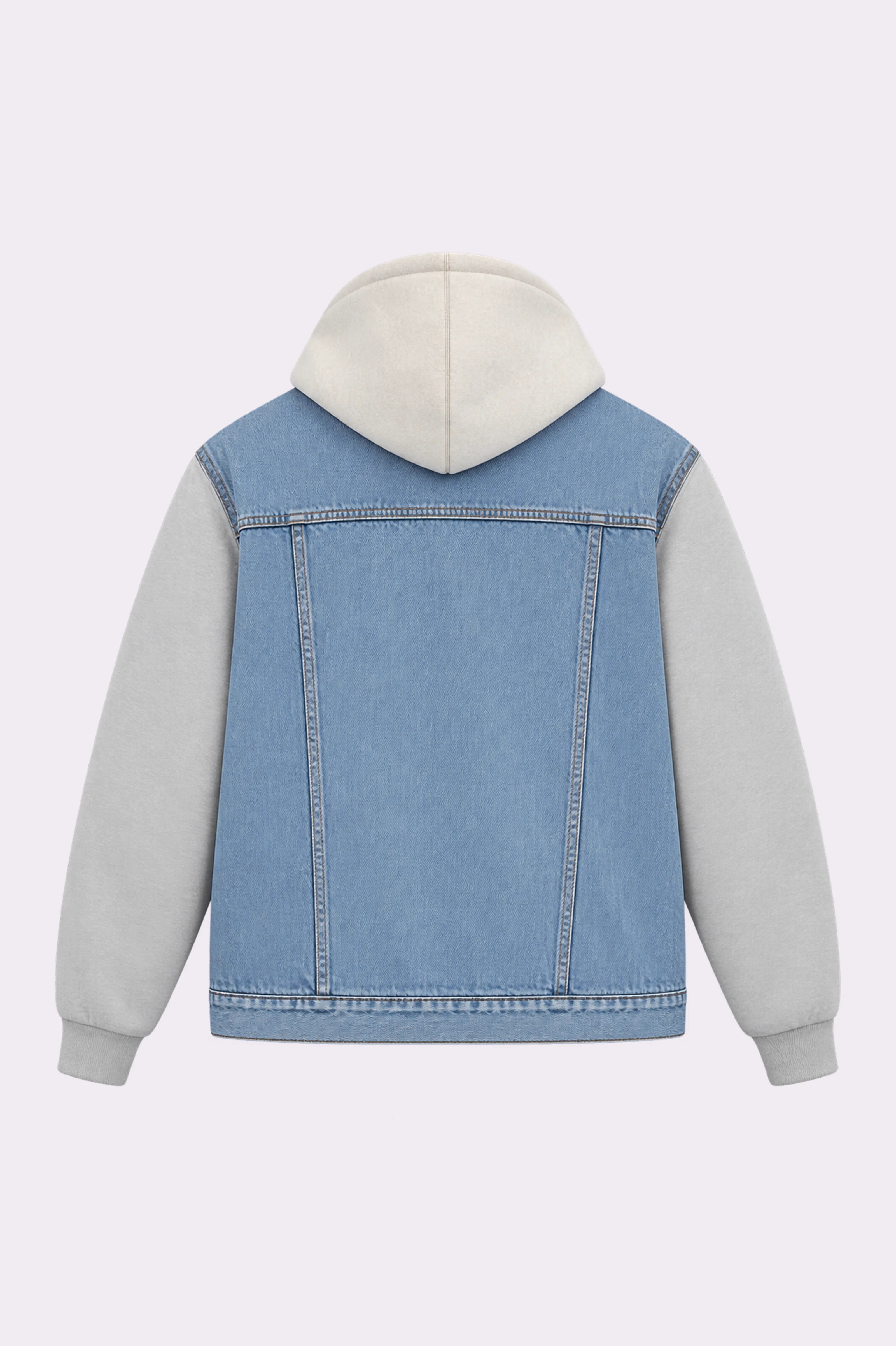 Light Blue Denim Contrast Hooded Jacket