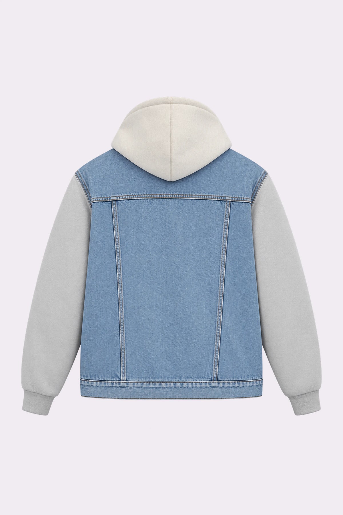 Light Blue Denim Contrast Hooded Jacket