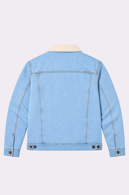 Light Indigo Sherpa Collar Denim Jacket