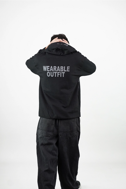Lightning Print Black Pullover Hoodie