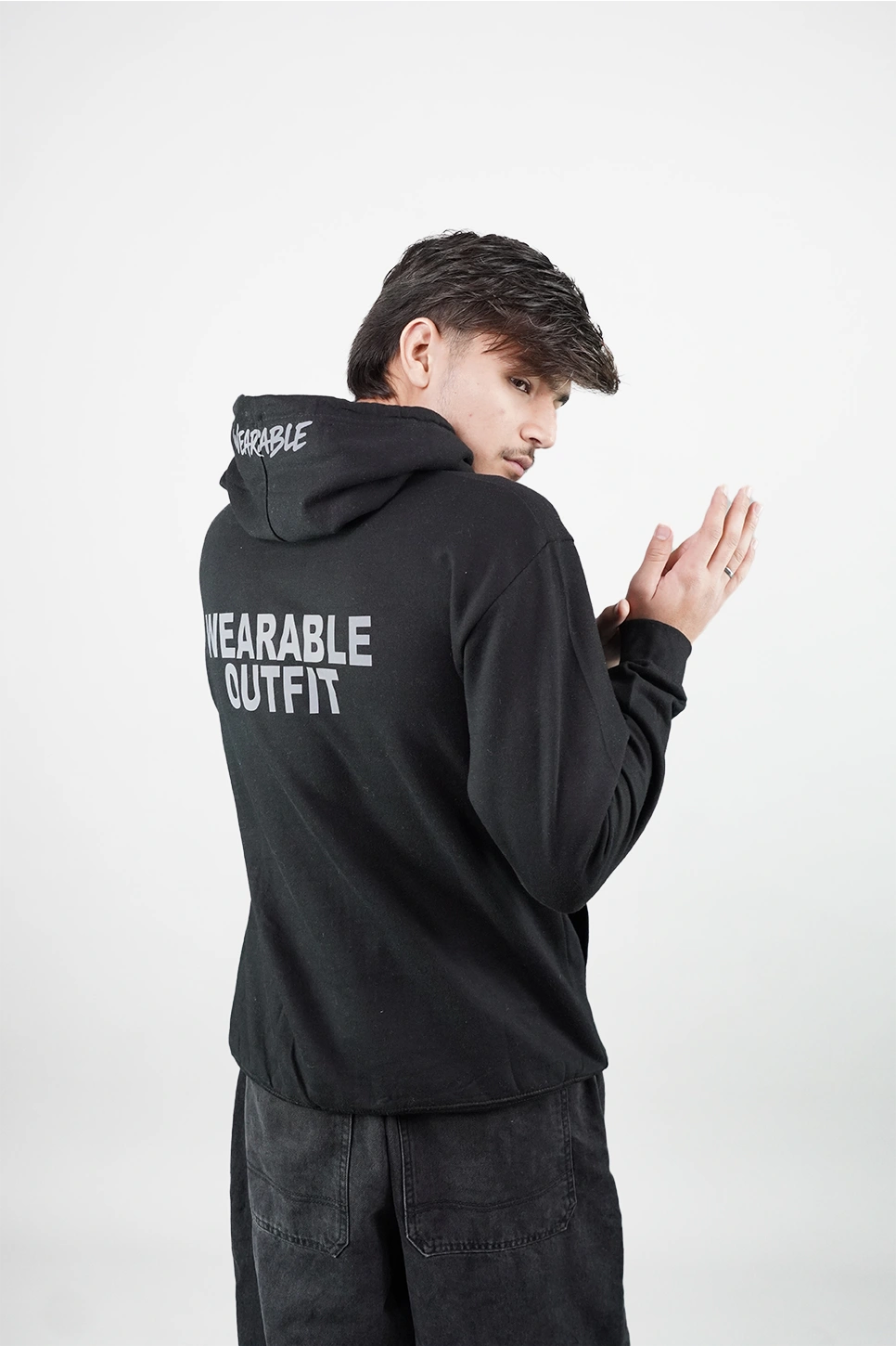 Lightning Print Black Pullover Hoodie