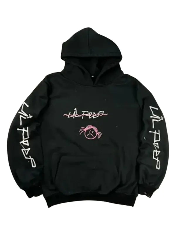 Lil Peep Angry Black Bomber Wool Hoodie