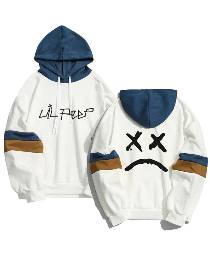 Lil Peep Spring Oversized Sad Face White Bomber Hoodie