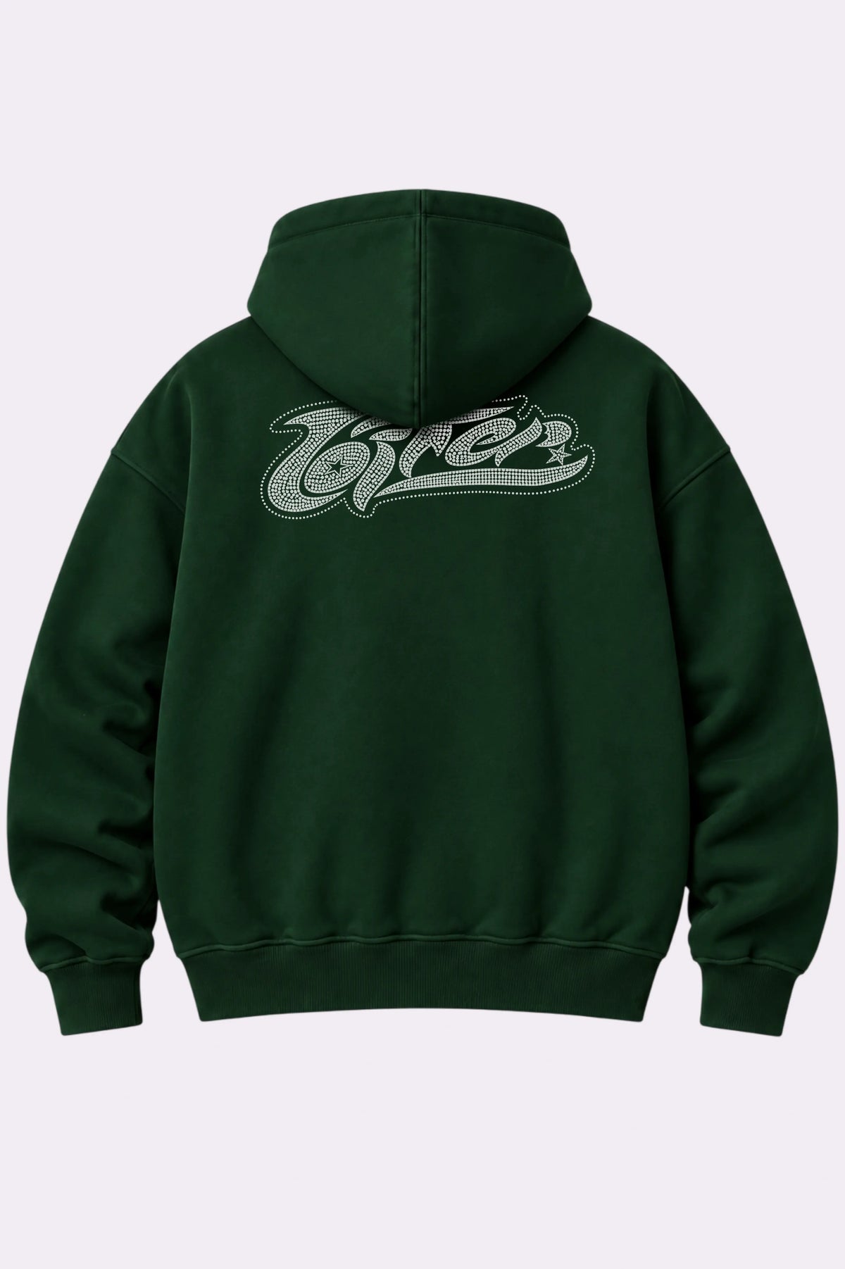 Loiter Green Rhinestone Graphic Zip-Up Hoodie