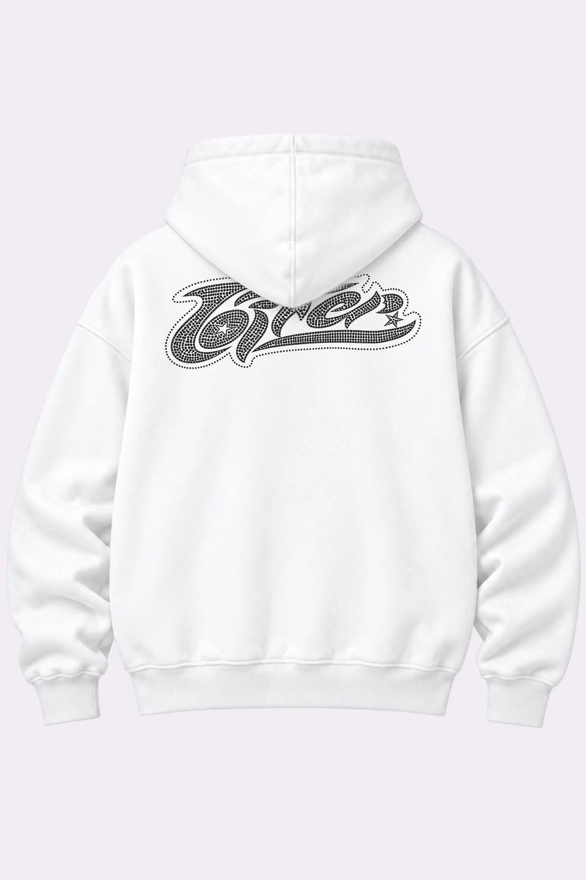 Loiter White Rhinestone Graphic Zippers Hoodie