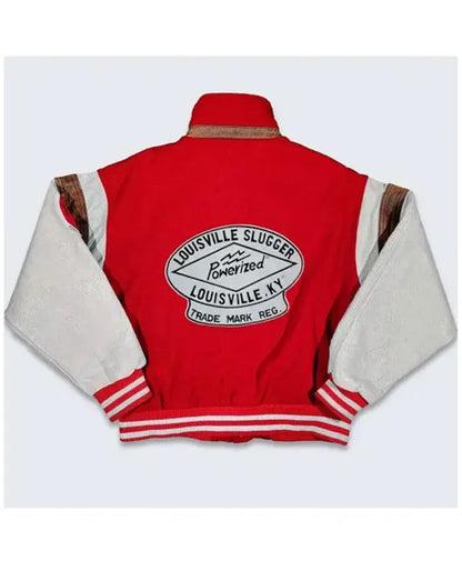 Louisville Slugger Red and Cream Wool Varsity Jacket