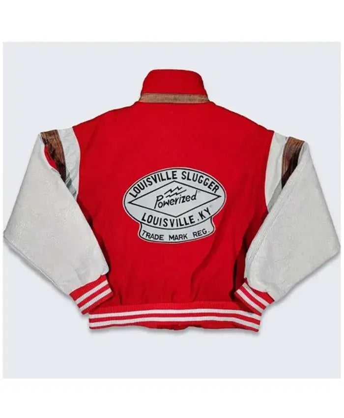Louisville Slugger Red and Cream Wool Varsity Jacket