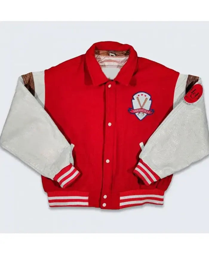 Louisville Slugger Red and Cream Wool Varsity Jacket