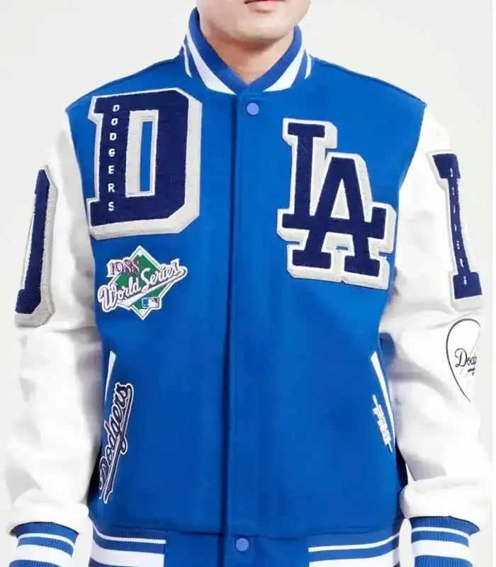 Mash Up LA Dodgers Blue And White Varsity Jacket